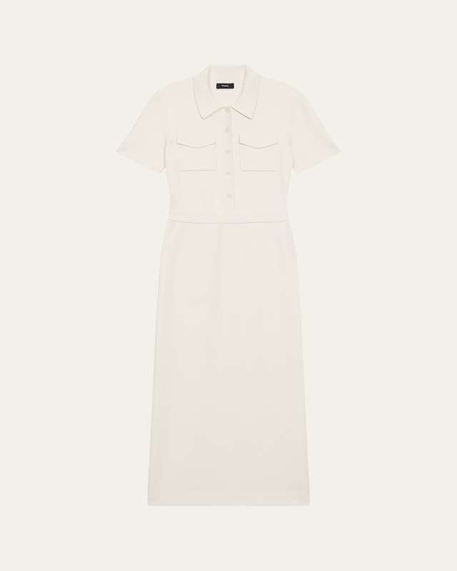 Admiral Crepe Short-Sleeve Utility Midi Dress